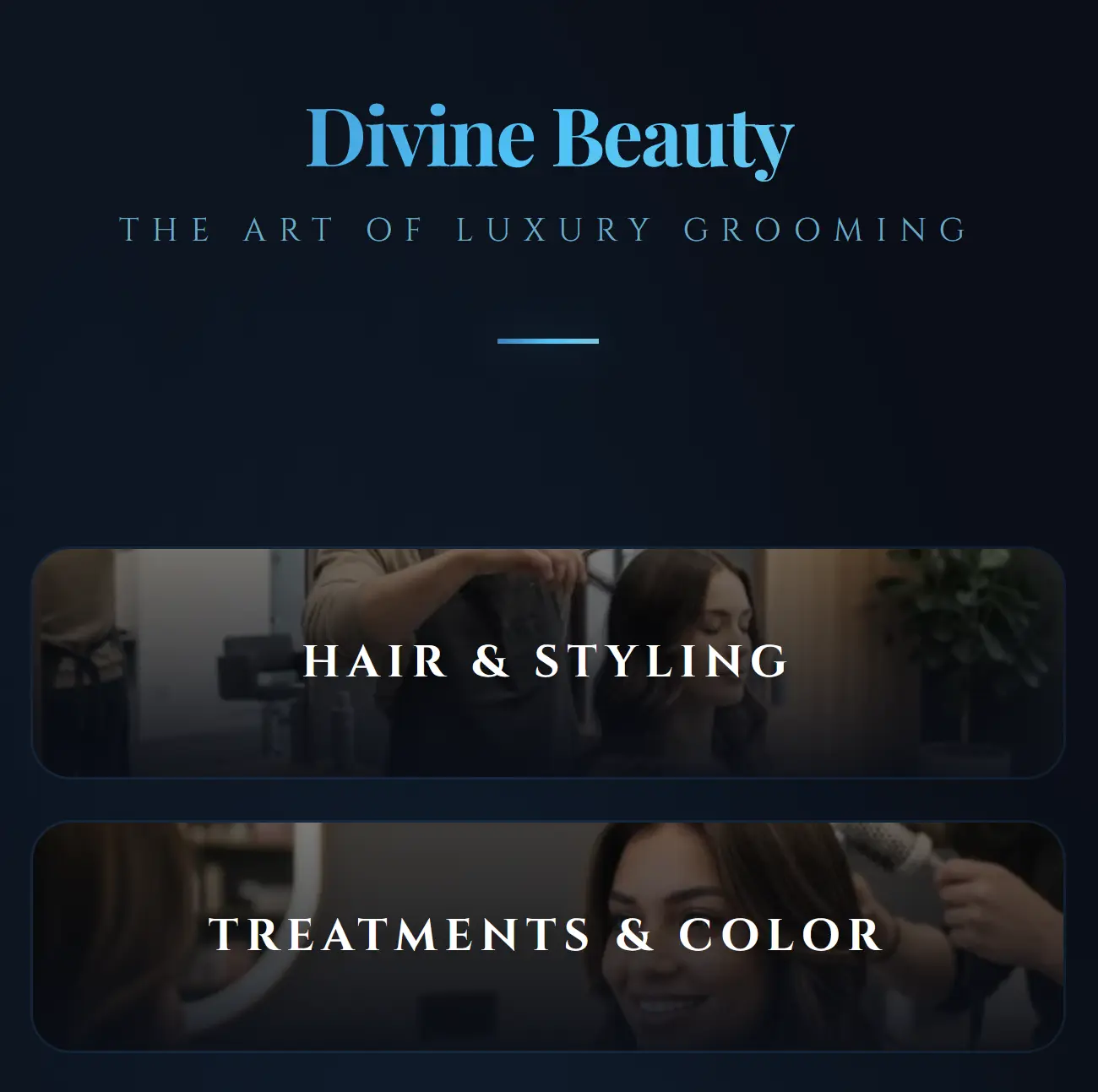 Salon Card Theme 2 — Midnight Sapphire