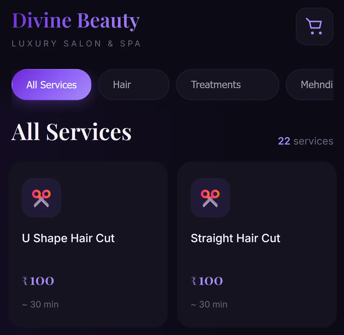 Salon Card Theme 3 — Grid Card