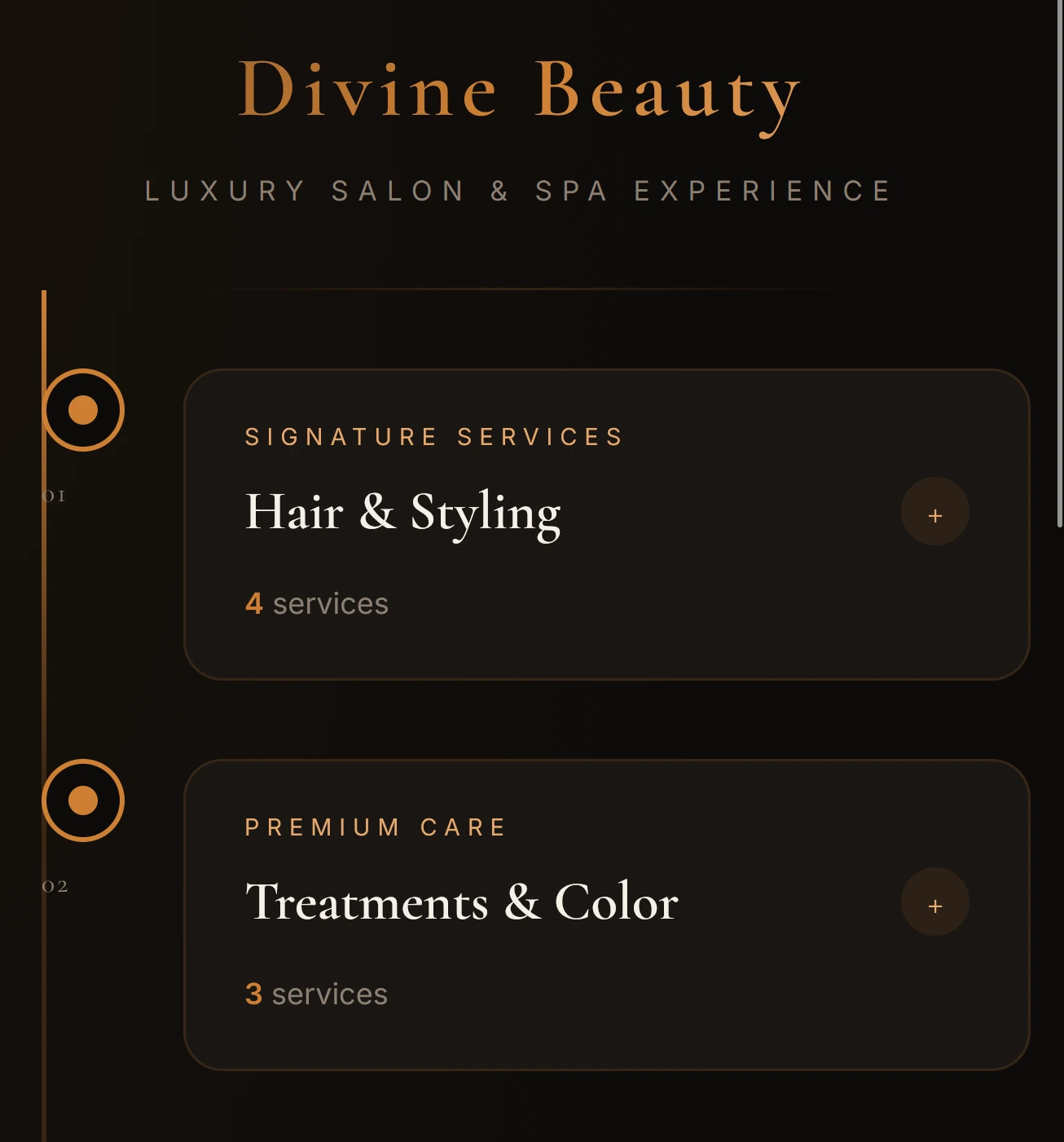 Salon Card Theme 4 — Vertical Timeline