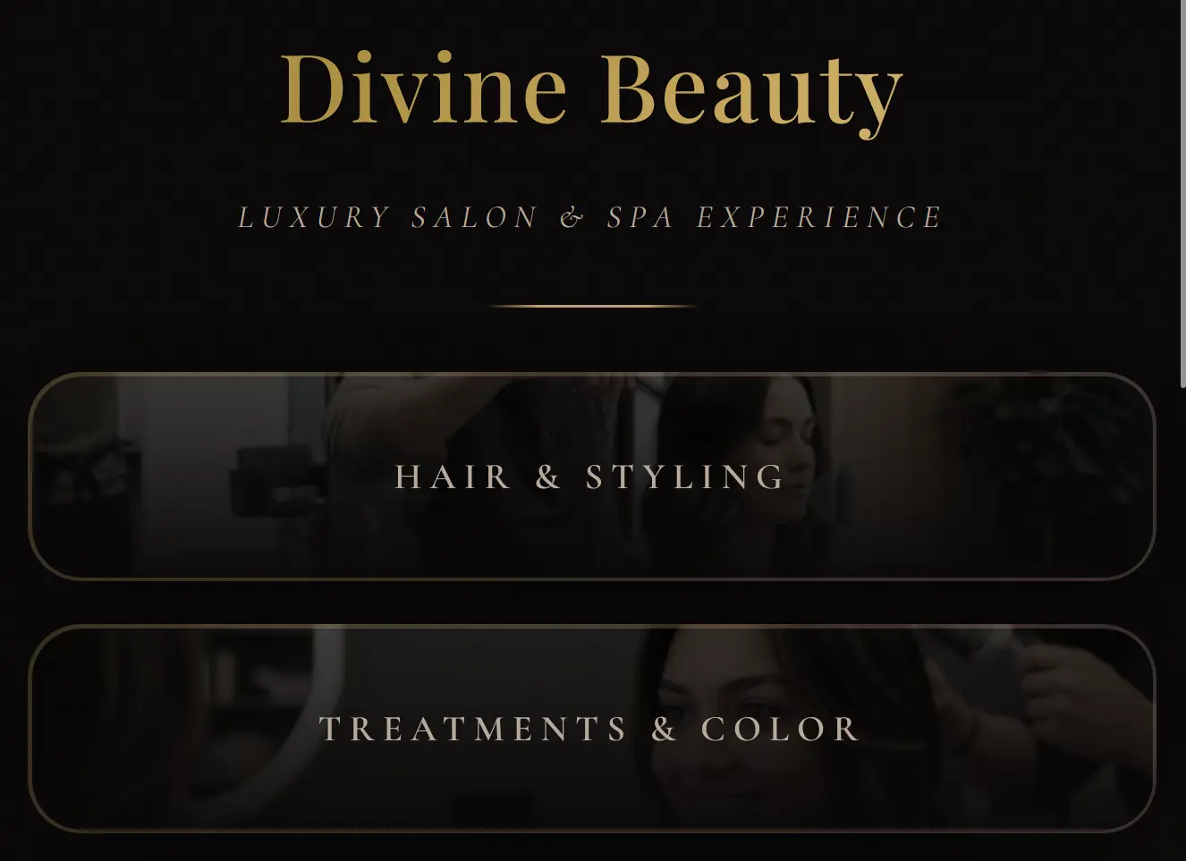 Salon Menu Theme 6 — Dark Velvet